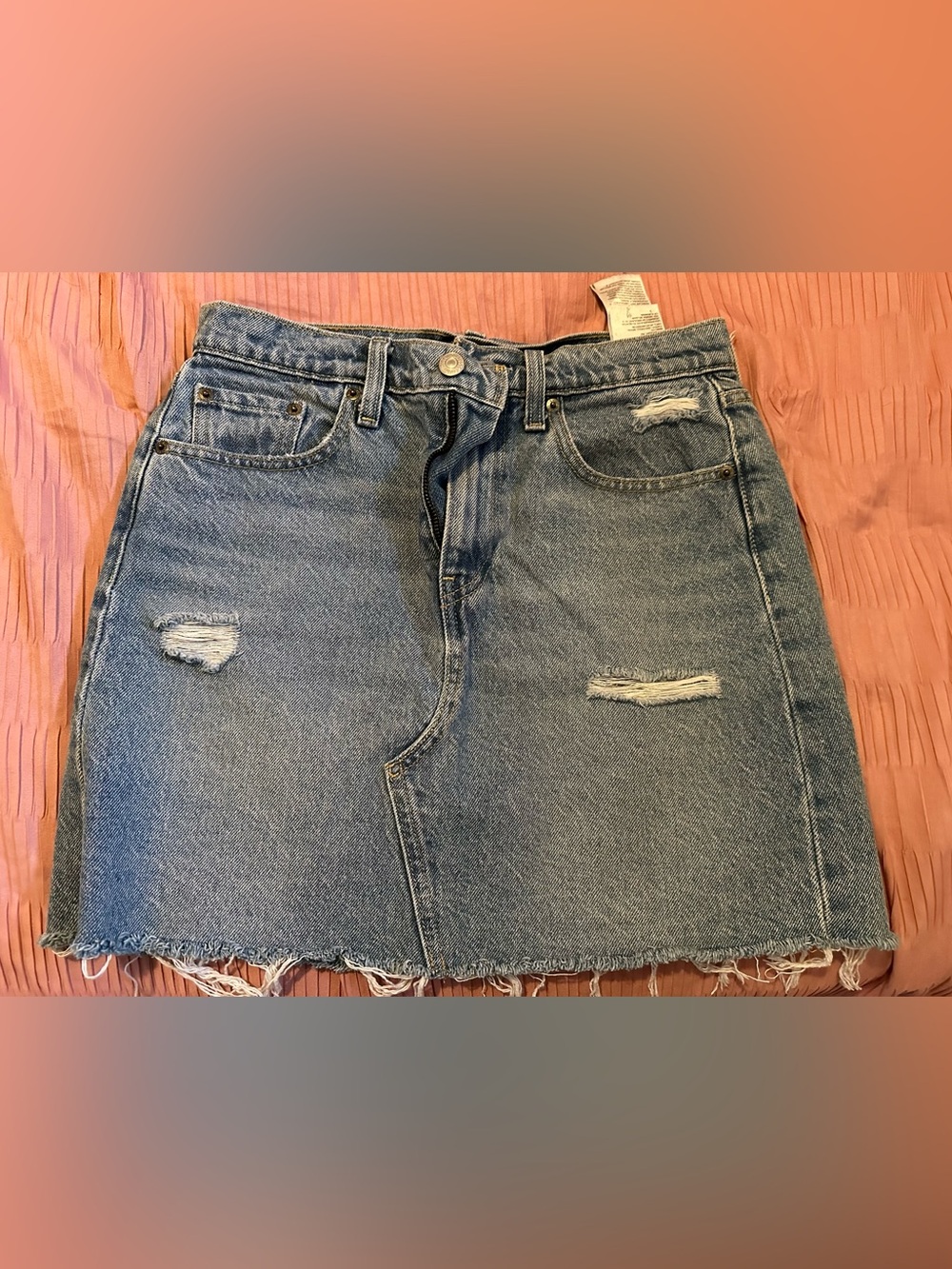 Levi's Blue Distressed Denim Mini Skirt 27
